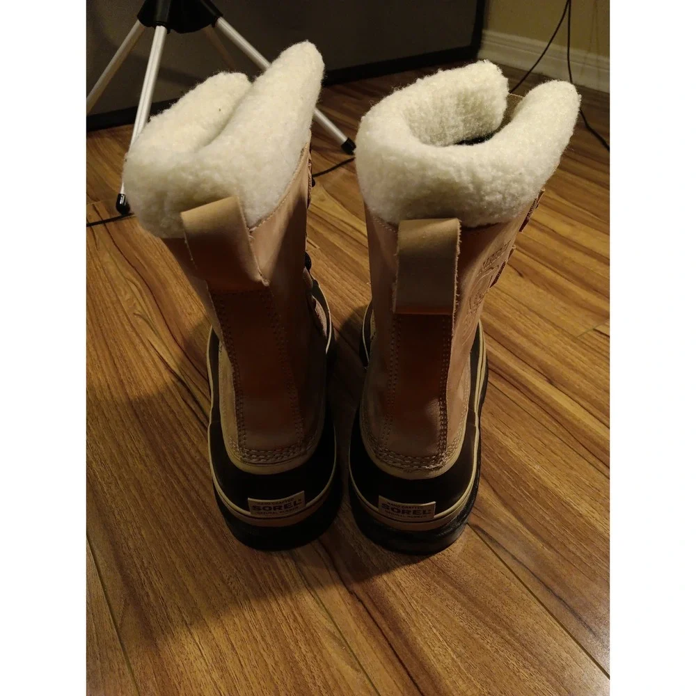 CARIBOU SOREL Winter Snow Boots Men 11 Kaufman Tan Canada Insulated Wool Liner